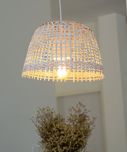 Handwoven Bamboo Pendant Light Whitewashed Boho Basket Lamp Natural Rattan <b>Ceiling</b> Light Eco Friendly Supplier - Product Image 2