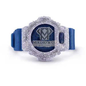 Montre numérique de luxe MIKDIO & CO, sertie de diamants bleus, style hip-hop, avec double affichage, bracelet en caoutchouc, design charmant, boîte incluse, unisexe - Product Image 3