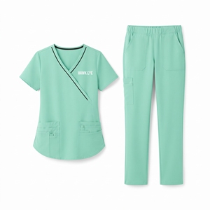 Conjunto de Uniforme Médico para Mujer Hawk Eye, Color Verde, Top de Manga Corta y Pantalones con Bolsillos, Tela de Poliéster Tejido - Product Image 5