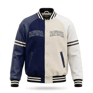 เสื้อแจ็คเก็ต NAVISTA Varsity Letterman คุณภาพสูง สไตล์วินเทจ พิมพ์ลายยางนูนแบบกำหนดเอง ผ้าขนสัตว์ 100% สตรีทแวร์ แบบสองด้าน - Product Image 5