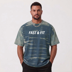 T-shirts pour hommes de haute qualité, style streetwear, col rond, effet délavé, vente en gros, prix bas, t-shirt délavé pour hommes - Product Image 1