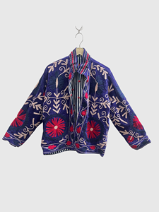 Veste en lin brodée de fleurs, col montant, manches longues, style Prairie Chic, vêtements de printemps pour femmes - Product Image 1