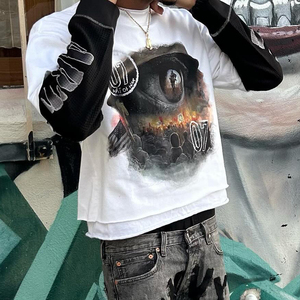 เสื้อยืดแขนยาวผ้าวาฟเฟิลสองชั้น พิมพ์ลายกราฟิก คุณภาพสูง สำหรับผู้ชาย ผลิตจากผ้าฝ้าย 100% - Product Image 2