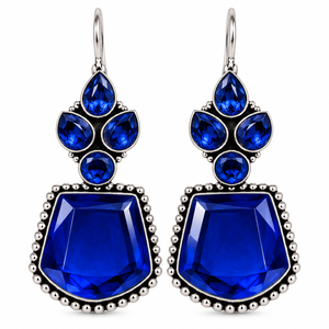 Boucles d'oreilles pendantes en pierre bleue |   Vente en gros directe d'usine de bijoux de mode |   OEM ODM Personnalisé - Product Image 3