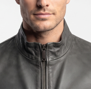 Casual Wear <b>Leather</b> Winter <b>Jackets</b> Men Stand Collar Biker Racer <b>Jacket</b> Men Chest Pocket <b>Long</b> Sleeve <b>Leather</b> Racer <b>Jackets</b> - Product Image 4