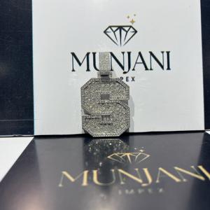 Colgante Personalizado con Letra Inicial S en Plata de Ley 925, Estilo Hip Hop, Corte Marquise, Certificado IGI - Product Image 3