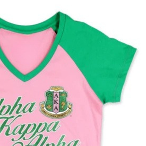 Custom <b>Pink</b> Green Raglan T Shirt V Neck Short Sleeve Casual Sportswear Teamwear Fashion Apparel <b>Top</b> - Product Image 4