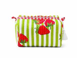 Strawberry Tassel Eco-Friendly Waterproof Cosmetic <b>Case</b> Medium Portable Zipper Closure Cotton <b>Makeup</b> Bag Soft Handle Lovely - Product Image 3