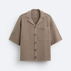 Camiseta de Punto Jacquard Casual para Hombre, Primavera-Verano 2026, Nueva Moda, Logotipo Personalizado, Combinable con Todo, Manga Corta - Product Image 1