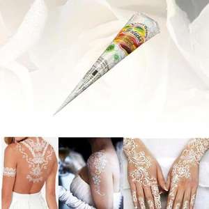 Conos de Henna Blanca de Excelente Calidad, Tubos de Henna para Tatuajes Semipermanentes, Textura Suave, Natural, Aprobado por ISO, Grado Premium - Product Image 4