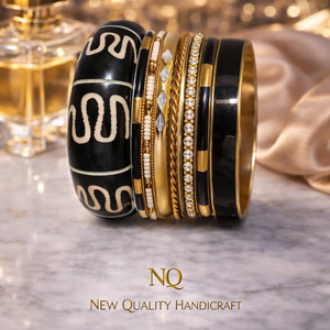 Handcrafted Resin Metal Bangles Set – Premium Gold Plated <b>Stack</b> <b>Bracelets</b> for Women, Fashion Jewelry Wholesale - Product Image 1