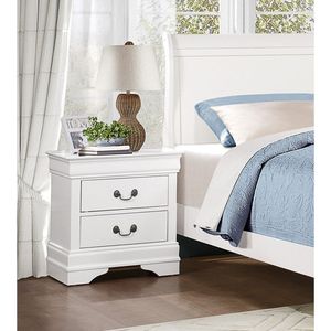 Comodino Antico con Maniglie a Goccia, Design Tradizionale, Finitura Bianca, 1 Pezzo, Arredamento Camera da Letto - Product Image 6