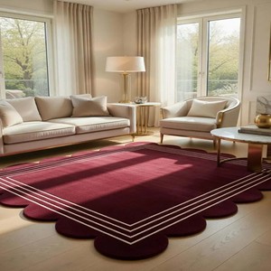 Soft Plush Burgundy Wool <b>Hand</b> <b>Tufted</b> Abstract Area <b>Rug</b> Carpet Living Room Bedroom Floor Mat Non Slip Durable Luxury Home Decor - Product Image 5