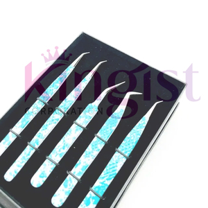 Beauty Parlor Saloon <b>Set</b> 2 Pieces Eyebrow Eyelash Extension Tweezers Customized Color Serrated Tip A+ Grade - Product Image 5