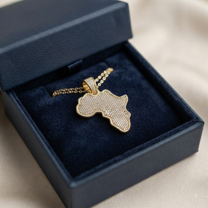 Collier de voyage unisexe plaqué or massif 10K style Hip Hop personnalisé, avec pendentif carte de l'Afrique glacé et breloques en moissanite, cadeau - Product Image 5
