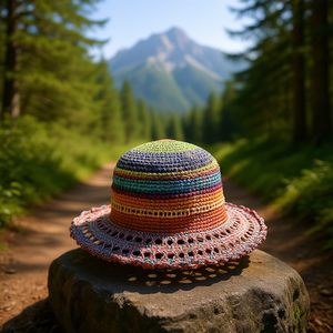 Chapeau en filet de chanvre multicolore pour la randonnée, sac de transport essentiel - Product Image 3
