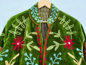 Premium Velvet Floral Embroidery Reversible Bomber <b>Jacket</b> <b>for</b> <b>Women</b> Autumn Winter Spring <b>Summer</b> Cotton Filled Vintage - Product Image 3