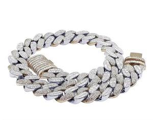 Men's Rhodium Plated 925 Silver Chain Bracelet Round Brilliant Cut Diamond Micro Pave Hiphop Style Everyday Wear - Product Image 4
