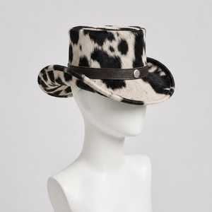 Sombrero de Copa Unisex con Estampado de Piel de Vaca Sintética y Banda de Cuero, Estilo Inglés, Casual, para las Cuatro Estaciones, Adulto, 56-58CM - Product Image 3