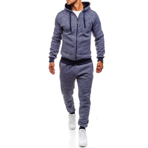 Conjunto Deportivo Azul para Hombre, Sudadera con Capucha y Cremallera de Manga Larga, Bolsillos Laterales, Ropa Casual Transpirable, Diseño Sólido, Invierno, Diseño 2 en 1 - Product Image 1