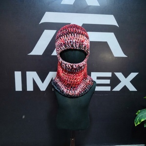 Balaclava unisexe en tricot 100% acrylique, motif à carreaux multicolores, couvre-chef pour adulte, 56-58 cm - Product Image 1