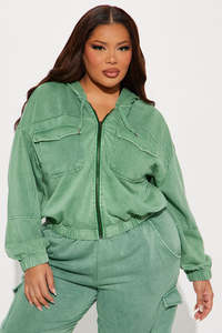 Chaqueta con cremallera lavada para mujer al por mayor, ropa de calle informal, prendas de vestir personalizadas, proveedor OEM ODM, EE. UU. - Product Image 4