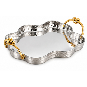 Stainless Steel Rectangular Serving <b>Tray</b> With <b>Gold</b> Branch Handles <b>Mirror</b> Polished Metal Decorative Platter For Hotel Restaurant - Product Image 4