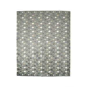 Alfombra Moderna de Lana Gris con Diseño Geométrico de Diamantes, de Pelo Corto y Textura Afelpada para Sala de Estar u Hotel - Product Image 2