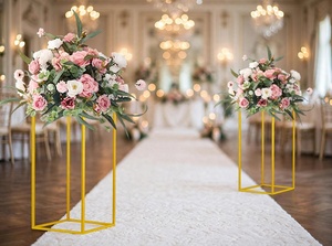 Centro de Mesa de Alta Calidad con Forma Hexagonal de Metal Dorado para Decoración de Bodas, con 80 cm de Altura - Product Image 5