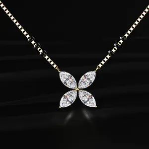 Pendentif Mangalsutra en Or avec 4 Diamants CVD de laboratoire taille Marquise, Couleur D-E, Certifié IGI, Clarté VVS-VS, pour Fiançailles, Mariage et Fêtes - Product Image 1