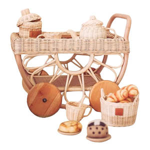Handmade Woven Rattan Rattan Tea Cart for Kid Playing Made in Vietnam Rattan Kids Furniture Toys Wholesale From Vietnam - Product Image 1