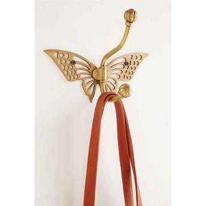 Porte-manteau mural en fer doré artisanal, style européen, motif feuille botanique, design luxueux, pour la maison - Product Image 5