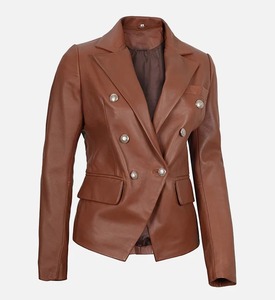 Blazer en cuir pour homme et femme - Veste décontractée à manches longues style costume en cuir pour homme et femme - Product Image 1