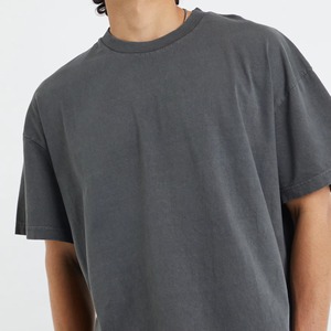 T-shirt Homme Oversize Col Rond Gris Foncé Manches Courtes Décontracté 100% Coton Écologique Léger Personnalisable Couleur Unie - Product Image 6