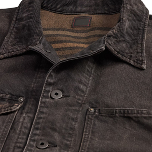 Premium Heavy Duty Garment Dyed Corduroy Collar Denim Jacket Men Winter Vintage Workwear OEM Custom Front Heritage Americana - Product Image 4