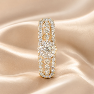 Premium 14K <b>Gold</b> Wedding Band <b>Ring</b> with Layered CZ Stone Design Elegant Bridal Jewelry for Women - Product Image 3