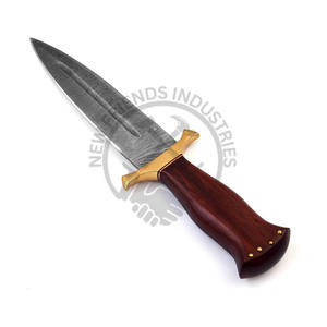 Cuchillo de Caza Ceremonial de Doble Filo de Acero de Damasco de 14 Pulgadas, Hecho a Mano, Edición Nueva, Mango de Madera, el Mejor Cuchillo para Acampar al Aire Libre - Product Image 2
