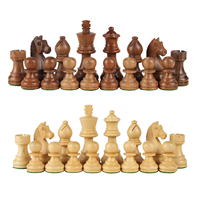 Jeu d'échecs en bois traditionnel style Staunton, brun foncé et bois naturel, hauteur du roi 3,5 pouces, ensemble complet de 32 pièces