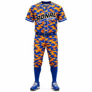 RONAL SPORTS Custom Sublimated Baseball Uniform Men's Camouflage Jersey Pants Set Moisture Wicking All Seasons - Product Image 1