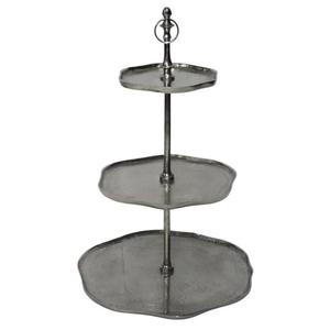 Plateaux de service ronds en acier inoxydable, finition miroir, conformes aux normes alimentaires, support à gâteau en métal à 3 niveaux avec poignée en forme de tête de cerf moulée à la main - Product Image 3
