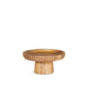 Soporte para Pastel de Madera de Mango Hecho a Mano, Base Redonda Rústica para Exhibición de Postres, Frutero de Madera Acanalado y Bandeja para Servir, Soporte Decorativo para Pastel - Product Image 1