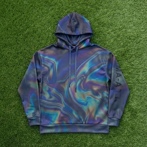 Mens <b>Black</b> Pullover <b>Hoodie</b> With Multicolor Abstract Marble Print Casual Streetwear Sweatshirt - Product Image 6