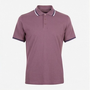Polo piqué violet à manches courtes pour homme, décontracté, respirant, en maille unie, coupe classique - Product Image 1