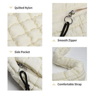 Wholesale Light Weight Woman <b>Large</b> Travel Weekender Quilt Stitching <b>Bags</b> Polyester Quilted Puffer Satchel Handbag Puffy <b>Bag</b> - Product Image 5