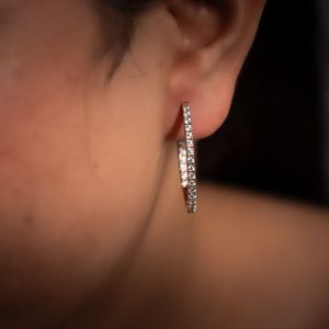 Pendientes de lujo con forma de flor, granate ovalado y engaste de diamantes en plata 925, joyería de boda para mujer - Product Image 3