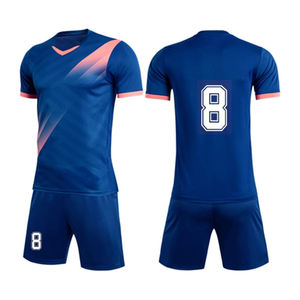 Maillot de rugby unisexe jaune et bleu à manches courtes, col en V, séchage rapide, respirant, écoresponsable, taille élastique, en Spandex/Polyester, pour le sport - Product Image 1