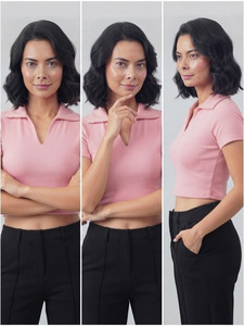 Polo Corto de Verano para Mujer, Camiseta de Manga Corta Casual, Ajustada, de Algodón, Top Corto Tipo Polo para Damas - Product Image 5