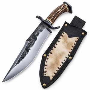 Handmade Fixed Blade <b>Slingshot</b> Knife Stainless Steel Drop Point Blade with Wood Handle and Leather Sheath DIY OEM - Product Image 1