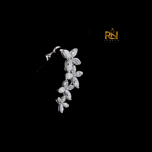 Marquise Lab Grown <b>Diamond</b> Floral Drop <b>Earrings</b> Cascading <b>Dangle</b> <b>Earrings</b> 9K 14K 18K Solid Gold Fine Jewelry - Product Image 5