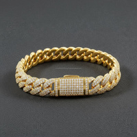 Bracelet cubain personnalisé en moissanite ronde sertie de pierres, en argent sterling 925, bijoux hip-hop pour hommes et femmes